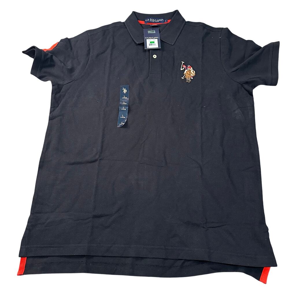 U.S POLO ASSN. Men's Multi Color Big Logo Polo Shirt Size L In Black